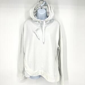 Yogalicious White Hoodie Asymetrical Hem Thumbholes Size XL